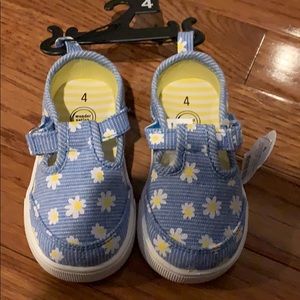 Blue sunflower baby shoes
